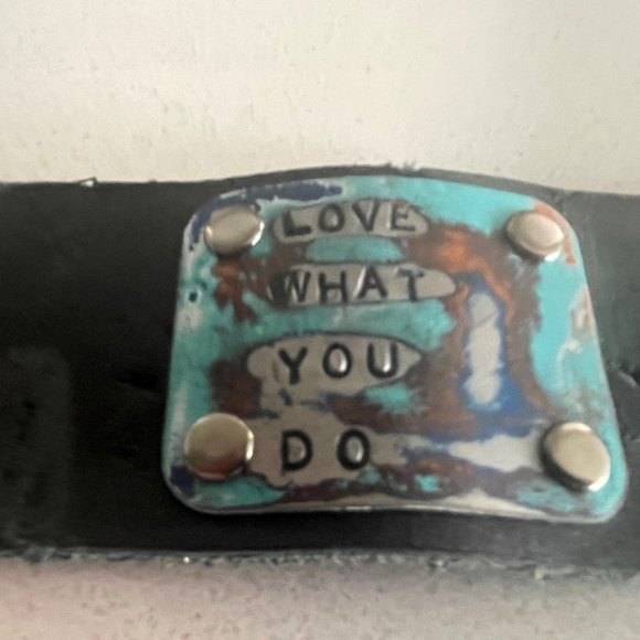 Kate Mesta handmade leather cuff bracelet- Love what you d - Picture 1 of 2